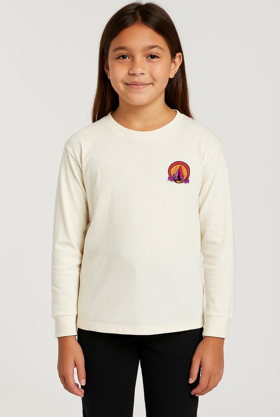 Volcom Werkin Doubles T Shirt Girls Size M Star White Long Sleeve Tee NEW